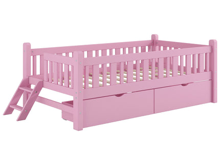 Platform Bed With Guardrail And 2 Drawers