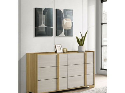 Lincoln - 6 Drawer Dresser - Natural / White