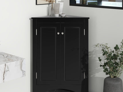 Triangle Bathroom Storage Cabinet With Adjustable Shelves, Freestanding Floor Cabinet For Home Kitchen