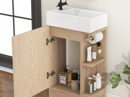 Modern Bathroom Vanity With Sink And 2 Tier Shelf
