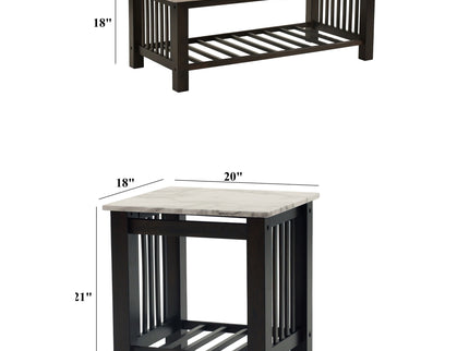3 Piece Occasional Table Set, 1 Coffee Table And 2 End Tables, Open Storage Design - Walnut