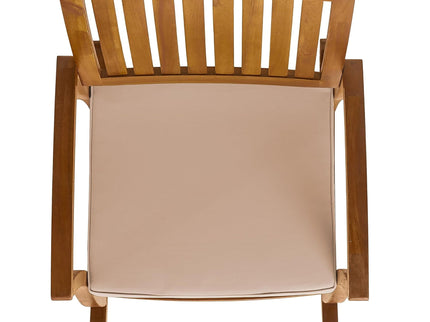 Acacia Wood Outdoor Patio Rocking Chair With Cushion (Set of 2) - Natural / Cream