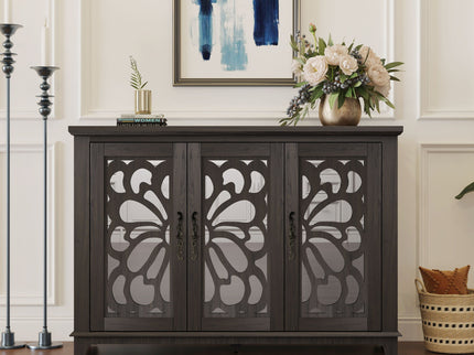 3 Door Mirrored Sideboard Cabinet With Adjustable Shelves