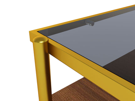 Rectangle Coffee Table With Tempered Glass Top And Legs, Modern Table For Living Room