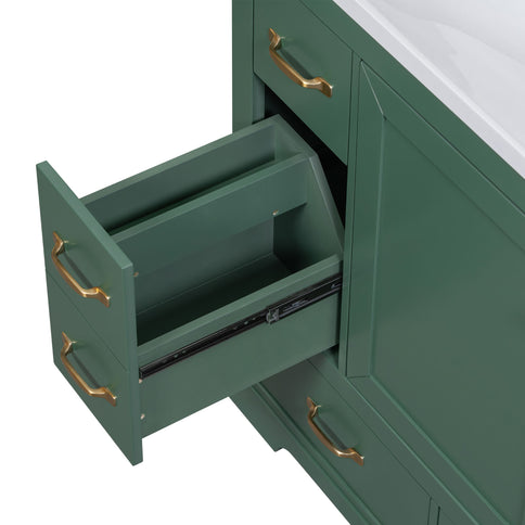 Modern Bathroom Vanity Base Only, 6 Drawer Storage With Adjustable Shelf