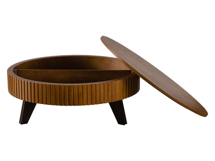 Round Retro Coffee With Solid Wood Legs