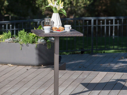 Outdoor Square Rattan Bar Table With Iron Frame - Multi Brown