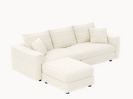Deep Seat Convertible Sofa With Soft Pillows And Ottomans
