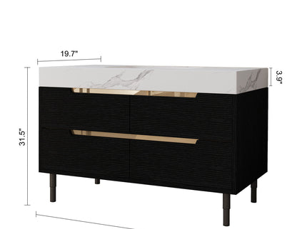 Bathroom Vanity With Undermount Sink, 4 Drawers Storage, Free Standing / Wall Mounted - Black / White