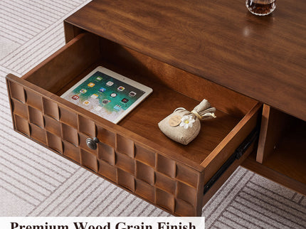 Coffee Table With Hidden Drawer And Open Shelf