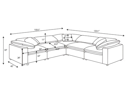 Segoura - 5 Piece Upholstered Modular Sectional With Reclined Back Pillows - Gray