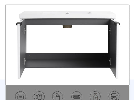 Contemporary Wall Mounted Bathroom Vanity With Resin Double Sink