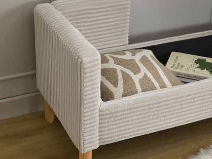 Upholstered Corduroy Flip Top Storage Bench For Living Room