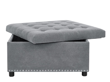 Square Tufted Storage Ottoman With Nailhead Trim