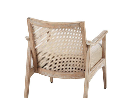 Chair With Cane Inset Back And Upholstered Seat - Light Brown