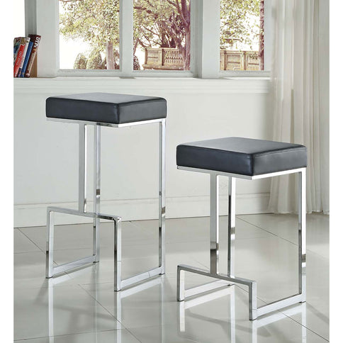 Upholstered Bar Stool With High-Shine Legs