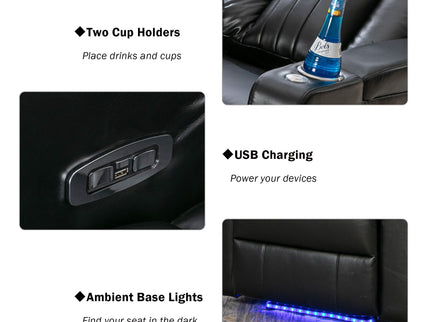 Premium Power Recliner & Storage Arms, Cupholders, Swivel Tray Table And Cell Phone Stand - Black