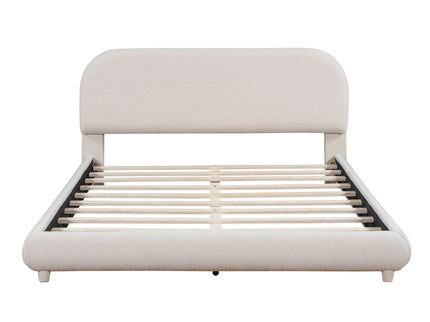 Upholstered Platform Bed With Thick Solid Frame And Stylish Curve-Shaped Design