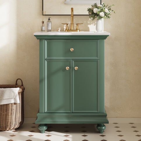 Modern Bathroom Vanity With Tip-Out Drawer And Soft-Close Hinges