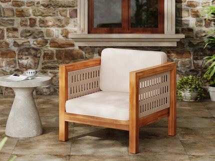 Outdoor Club Chair & Rope Arm And Cushions