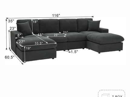 Sectional With 2 Ottomans