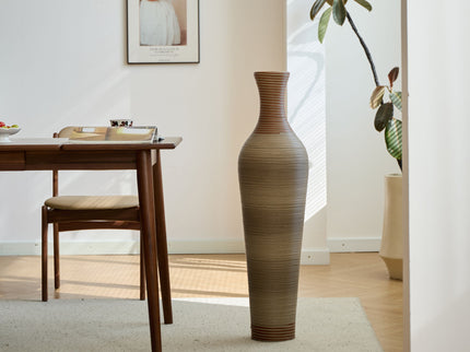 Tall Vase - Brown Decorative Floor Vase, Classic Neat Floor Vase Tall Freestanding Flower Holder, Artificial Rattan Vase, Floor Vase, Flower Holder For Home Decor - Gray