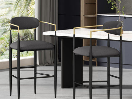 Upholstered Bar Stools With Backs For Kitchen Island (Set of 2)