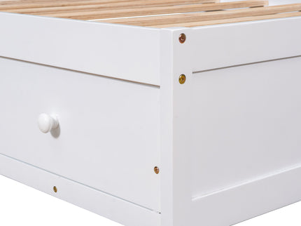 Twin Size Platform Storage Bed With 3 Drawers - White