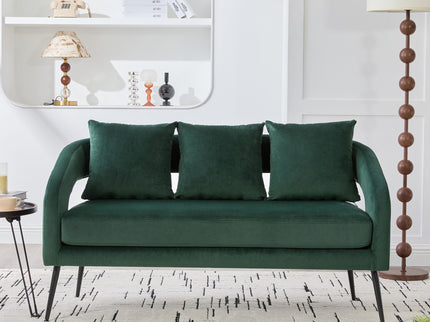 Open Back Loveseat Settee With 3 Pillows