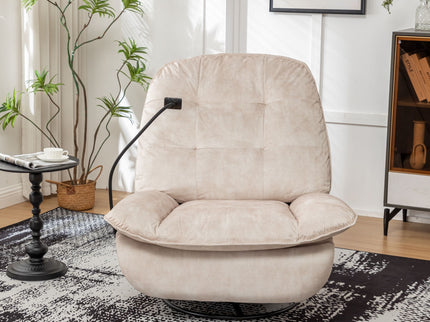 Modern Swivel Gliding Recliner Chair With Rocking Function And Phone Holder, Large Comfortable