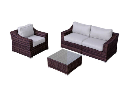 Outdoor Wicker Conversation Set With Cushions, All Weather