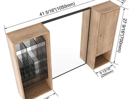 41.3" Wall Mounted Cabinet With Storage, Medicine Cabinet With Door And Adjustable Shelves - Imitative Oak