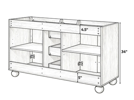 Bathroom Vanity Cabinet Only, 3 Drawers 4 Doors, Soft Close, Adjustable Shelf - Wood