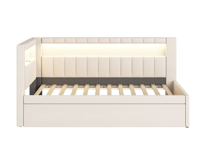 Upholstered Platform Bed With USB Ports And LED Belt
