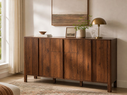 Colored Fluted Sideboard With 3 Doors And 1 Drawer