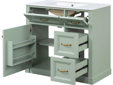 Modern Bathroom Vanity With Sink, 4 Drawers, Soft-Close Door, Adjustable Shelf