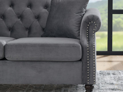 2 Seater Chesterfield Sofa With Rolled Arms And Nailhead Trim For Living Room