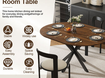 Round Dining Table With Extendable Blades, X Base