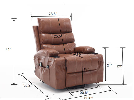 Large Size Electric Power Lift Recliner Chair Sofa With 8 Point Vibration Massage And Lumbar Heat