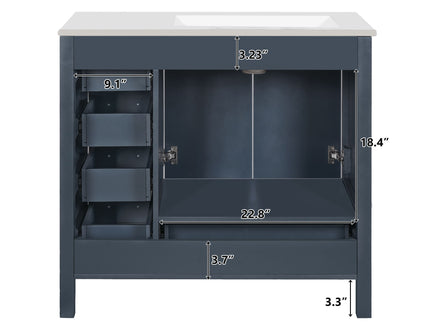 Bathroom Vanity With Sink Combo, 2 Soft Close Doors And 5 Drawers