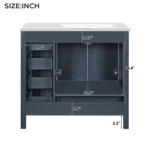 Bathroom Vanity With Sink Combo, 2 Soft Close Doors And 5 Drawers
