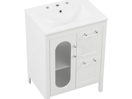 Modern Bathroom Vanity With Sink, Cabinet With 2 Drawers And Door, Adjustable Shelf