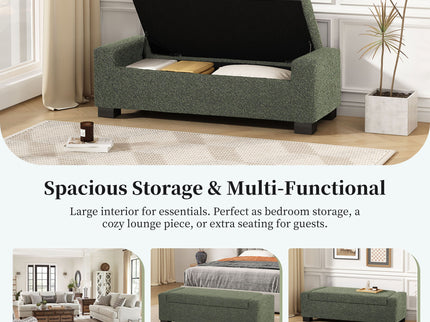 Textured Fabric Ottoman Bench With Hinged Lid