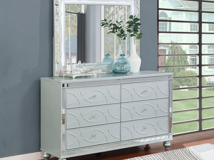 Arabesque - 6 Drawer Dresser With Mirror - Silver