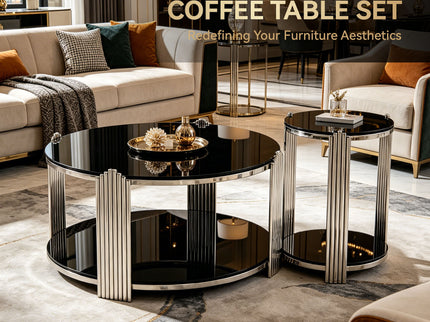 Round Table With Double Layer Storage
