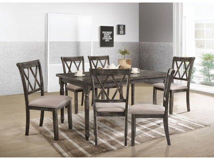 Claudia II - Weathered 7 Pieces Dining Room Set - Gray