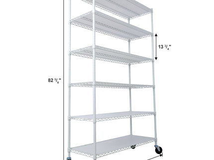 6 Tier 6000Lbs Capacity Nsf Metal Shelf Wire Shelving Unit, Heavy Duty Adjustable Storage Rack With Wheels & Shelf Liners For Commercial Grade Utility Steel Storage Rack