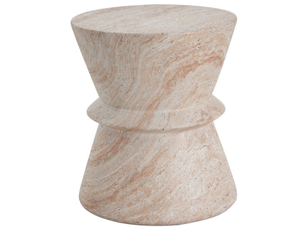 Outdoor / Indoor Lightweight Concrete Side Table With Travertine - Beige