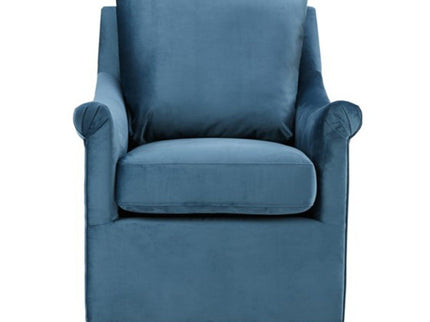 Swivel Chair With Curved Arms And Straight Back - Blue
