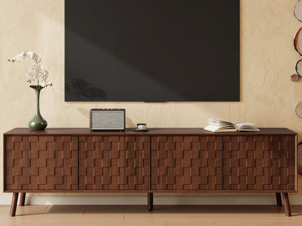 TV Stand With Soft Closing Hinges And Cable Management - Walnut